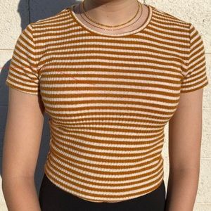 Me to We yellow and white striped Crop Top